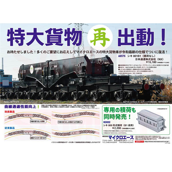 鉄道模型］マイクロエース (Nゲージ) A8576 シキ801B1（積荷なし）日本 