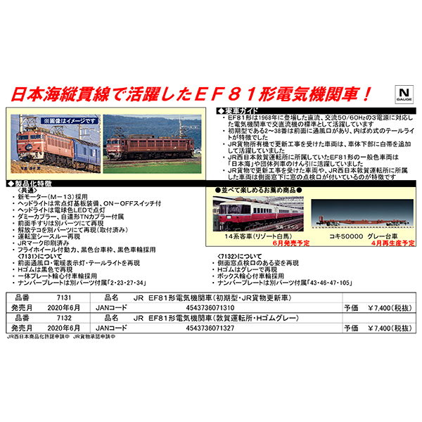 EF81（初期型・JR貨物更新車）/（敦賀運転所・Hゴムグレー）