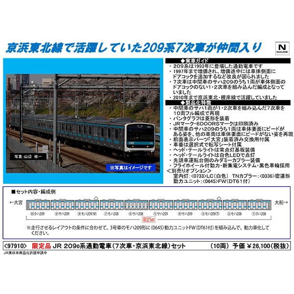 MM030【未使用未走行品】TOMIX JR209系通勤電車(京浜東北線)6両 トミックス 92329 209 0系通勤電車(京浜東北線)基本3両セット