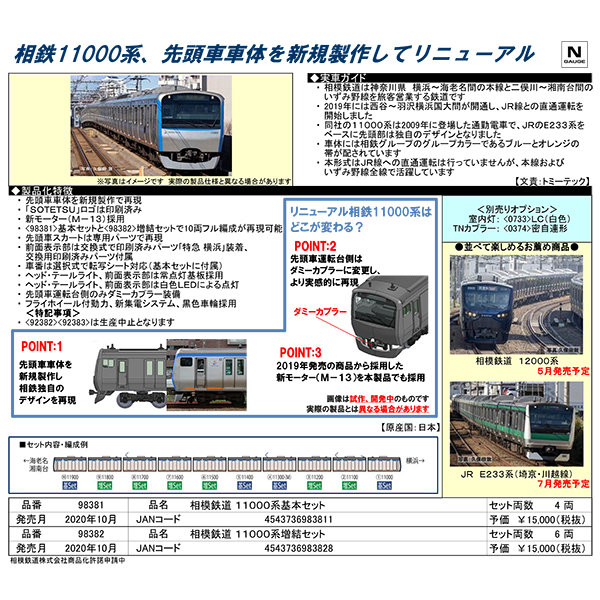 TOMIX 92382 92383 相模鉄道 相鉄 11000系 3代目そうにゃん