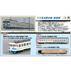 475系（北陸本線・新塗装）ベンチレーターなし3両セット/6両セット