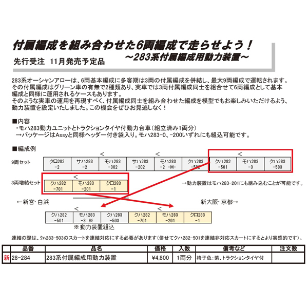 283系付属編成用動力装置