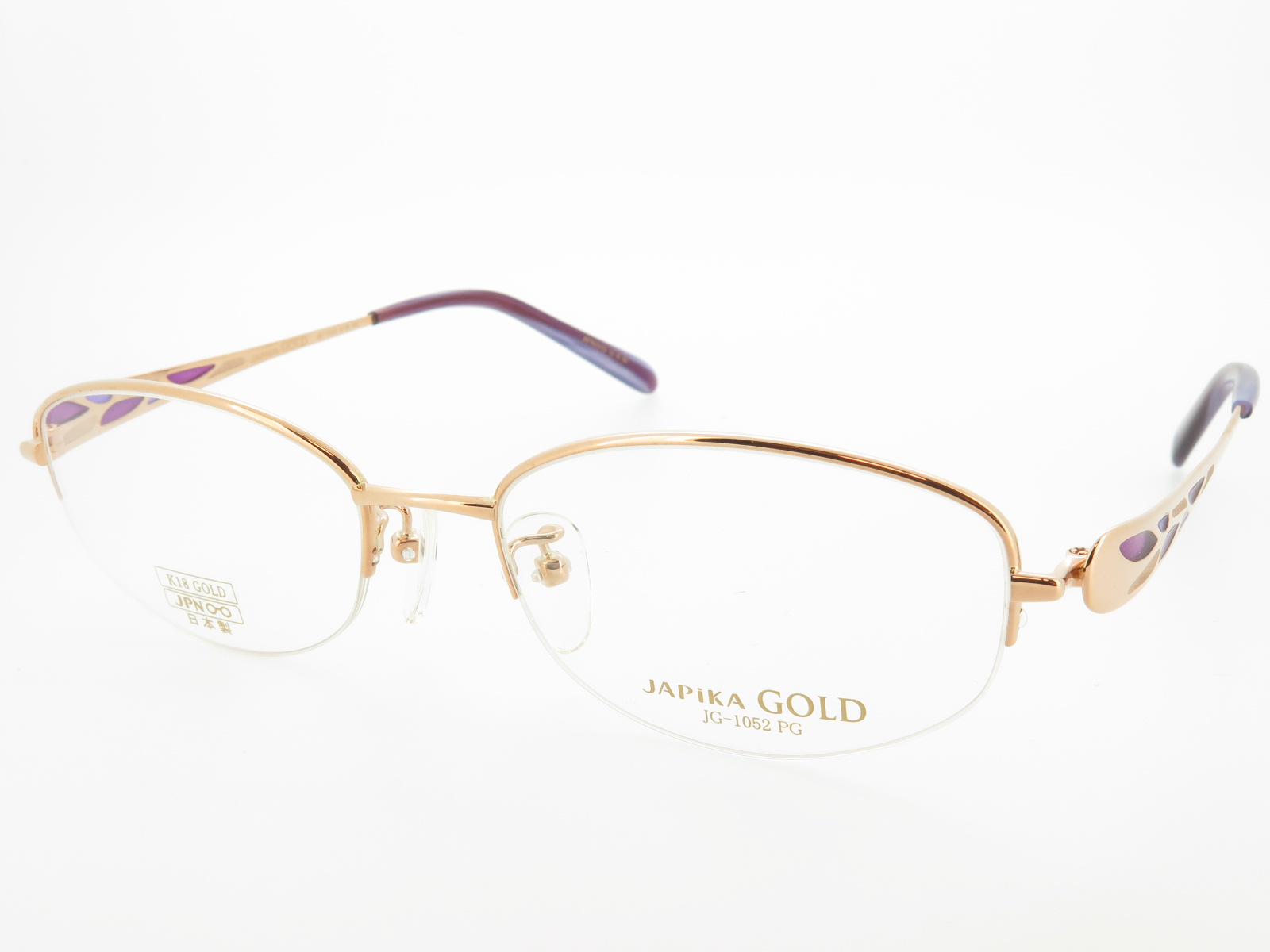 金無垢 K18PG ピンクゴールド JAPiKA GOLD レディース ハーフリム JG1052