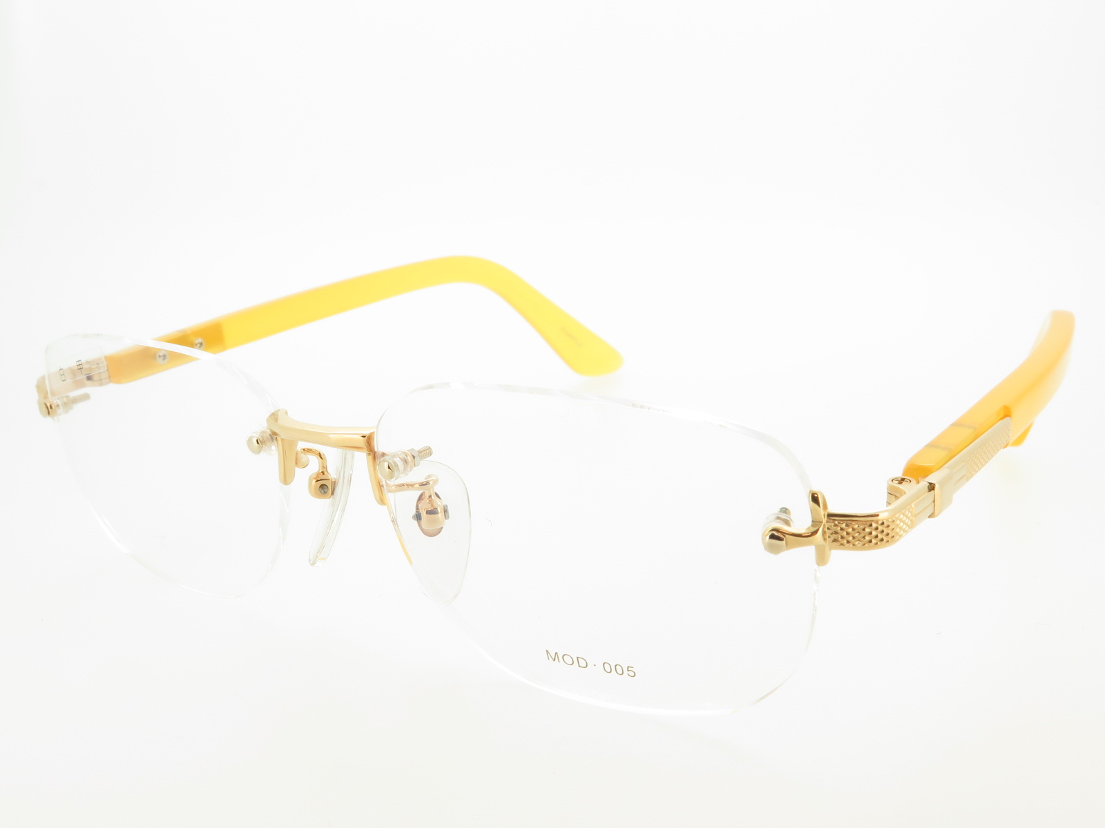 金無垢 K18 ゴールド 鼈甲(白甲) メンズ 縁なし MOD005 受注生産品