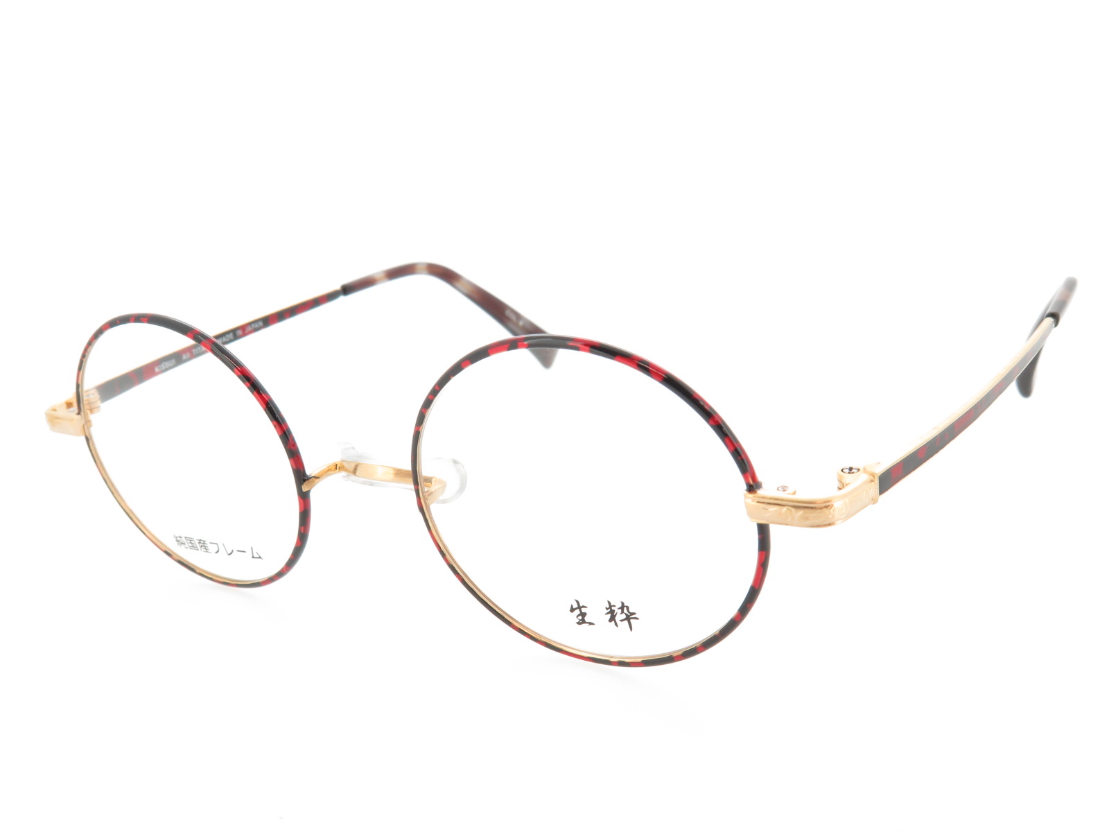 生粋 丸型 一山 メタルフレーム 七宝飾り チタン フルリム TK-804 Col.4