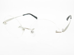 ウシジマ君風 大きめ 縁なし丸メガネ UVカット付伊達メガネ　超軽量形状記憶 U102 シルバー