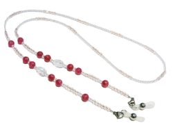 メガネチェーン 天然水晶×人工水晶×天然石 03109117 ルビータイプ【定型外郵便対応】