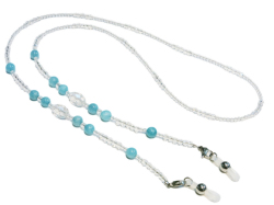 メガネチェーン 天然水晶×人工水晶×天然石 03109117 アクアマリンタイプ【定型外郵便対応】