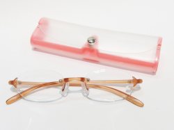 オシャレ 軽量 超弾性 コンパクト レディース 老眼鏡 シニアグラス 非球面 縁なし ピンク