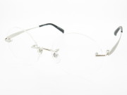 ウシジマ君風 大きめ 縁なし丸メガネ UVカット付伊達メガネ　超軽量形状記憶 U102 シルバー