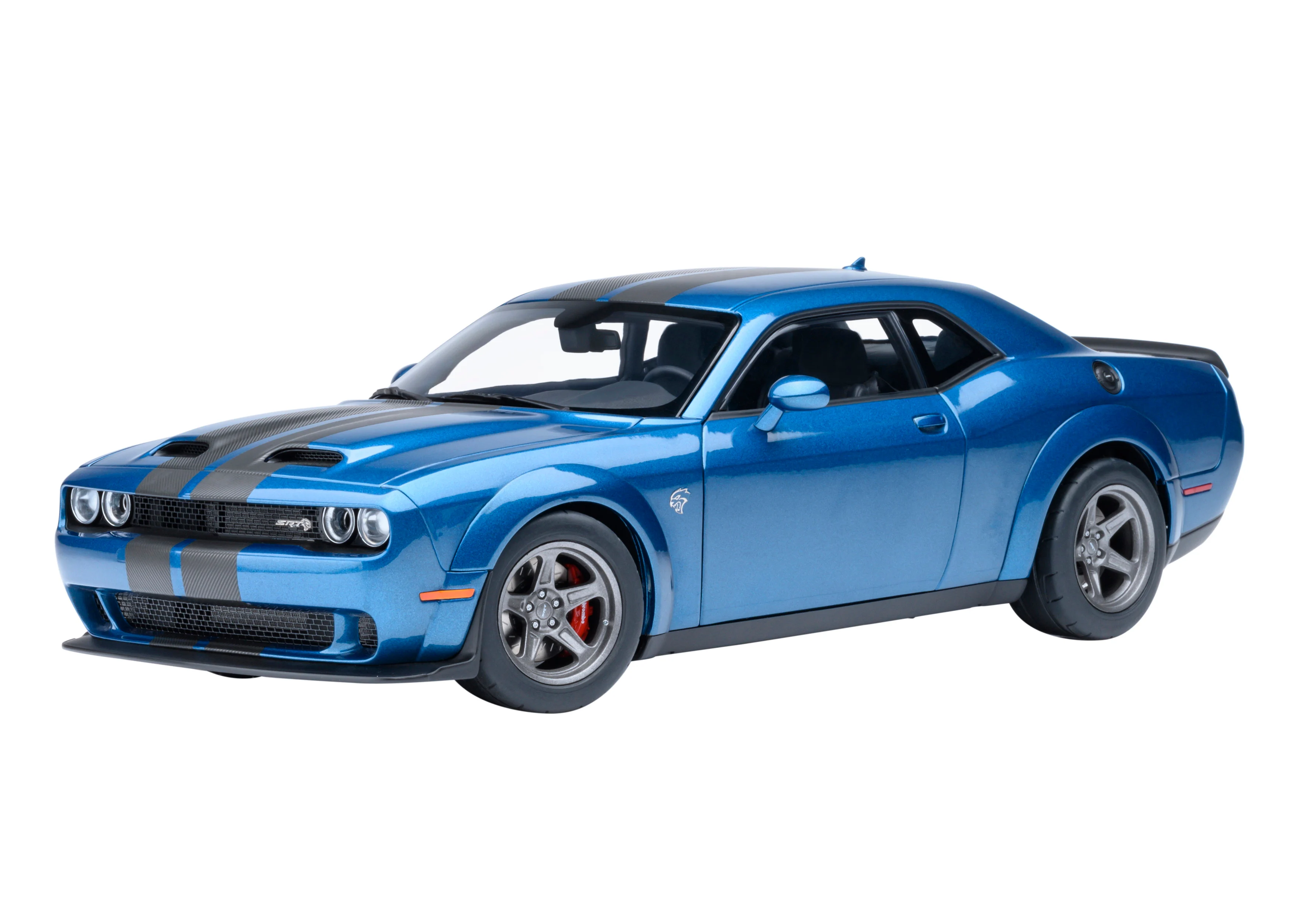 オートアート コンポジット 1/18 ダッジ チャレンジャー SRT スーパー ストック 2023 パープルブルー/カーボンブラックストライプ (FROSTBITE)