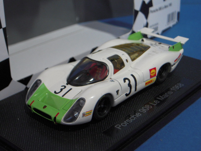 エブロ 1/43 ポルシェ 908 ルマン 1968 #31 ホワイト/グリーン J.Siffert / H.Herrmann