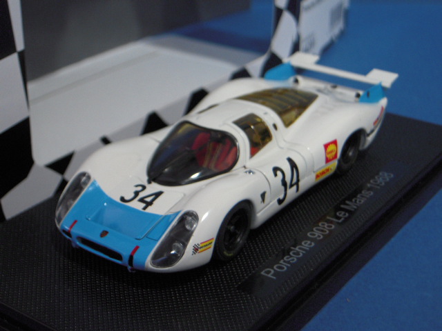 エブロ 1/43 ポルシェ 908 ルマン 1968 #34 ホワイト/ブルー J.Buzzetta / S.Patrick
