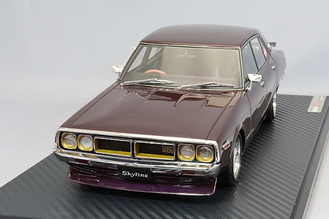 イグニッションモデル 1/18 日産 スカイライン 2000 GT-X (GC110) パープル/弥生14インチ(ポリッシュ/ピンク)