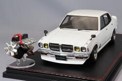 海外並行品 イグニッションモデル 1/18 日産 ブルーバード U 2000GTX (G610) ホワイト/弥生14インチ(ポリッシュ/レッド) L20エンジン付