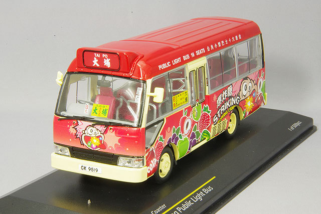 TINY 1/43 トヨタ コースター ミニバス 大埔(タイポー)行 レッド