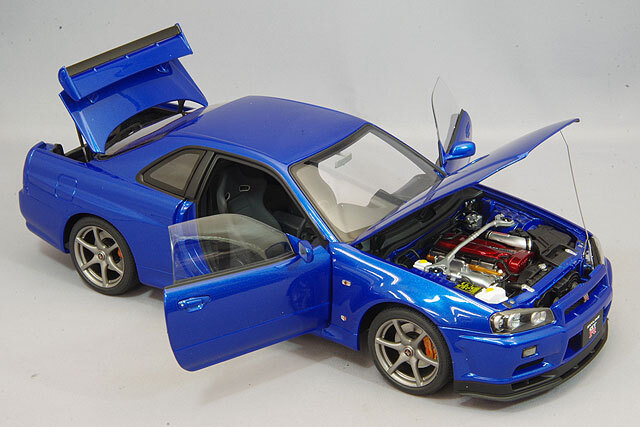 日産 スカイライン GT-R BNR34 1/18 ブルー 1/18 スカイライン GT-R(R34) Vスペック II BBS LM ホイール