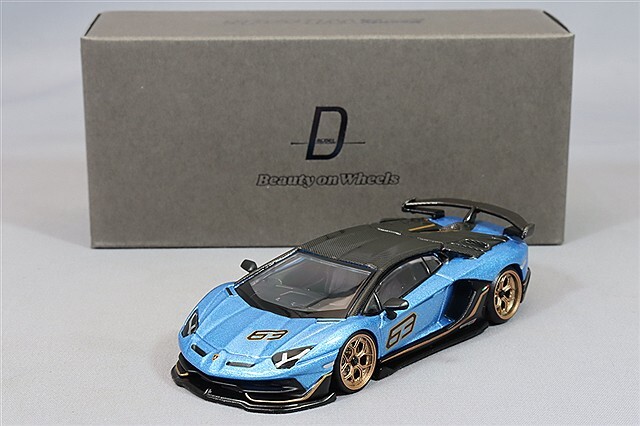 D MODEL 1/64 ランボルギーニ アヴェンタドール SVJ 63 ブルーエーギル