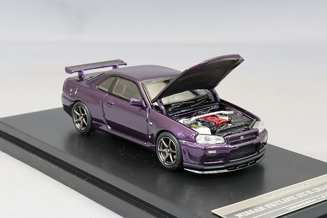 スカイラインGTR R34　日産 1/24 ミニカー 紫 マジョーラ H180 スカイラインGTR R34日産 1/24 ミニカー 紫 マジョーラ H180