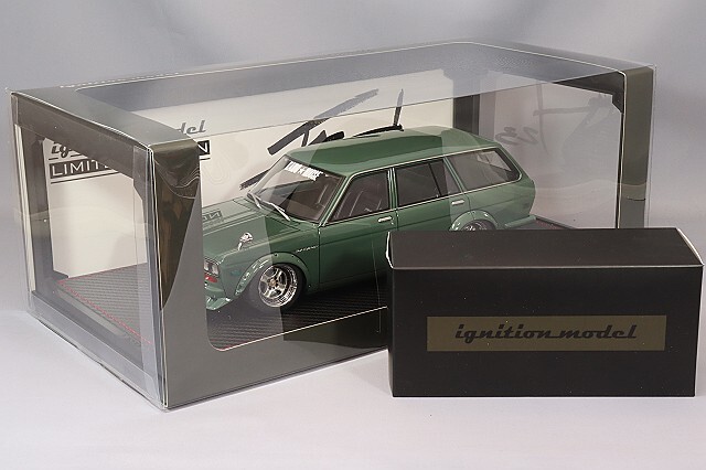 イグニッションモデル　1/18 Bluebird Jun Imai 1/18 Ignition Model Datsun Bluebird (510) Wagon Green With