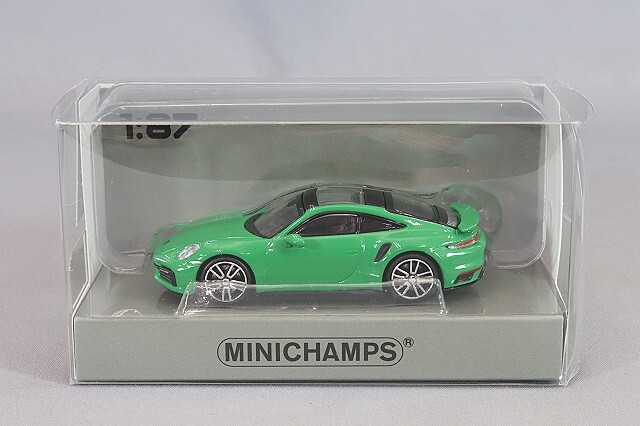 ミニチャンプス 1/87 ポルシェ 911 (992) ターボ S 2020 グリーン ABS製