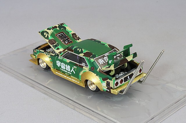 ご当地熊本☆ストラップ　ワルモンのワルスイカ　激レア　レトロ　暴走族 POP RACE 1/64 日産 スカイライン C210 暴走族スタイル BATHING