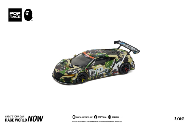 BAPE X POP RACE 1/64 ホンダ NSX GT3 EVO22 KCMG BATHING APE