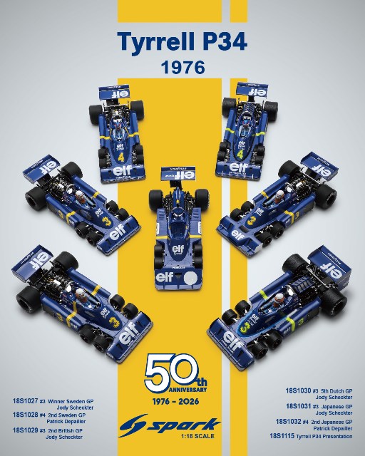 予約品】 スパーク 1/18 ティレル P34 1976 F1 日本GP #3 J.シェクター