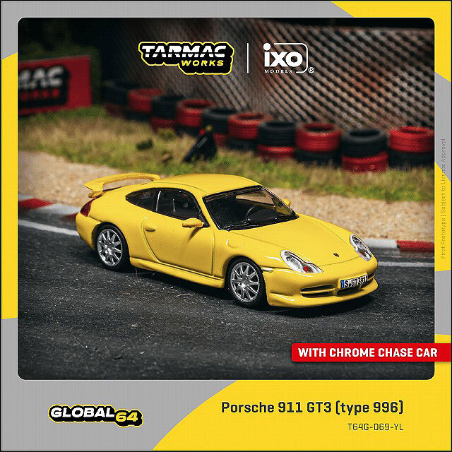 Tarmac 1/64 ポルシェ 911 GT3 (type 996) イエロー