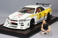 海外並行品 イグニッションモデル 1/18 LB-ER34 スーパーシルエット スカイライン "ニチラ" ホワイト/イエロー Mr.Katoフィギュア付