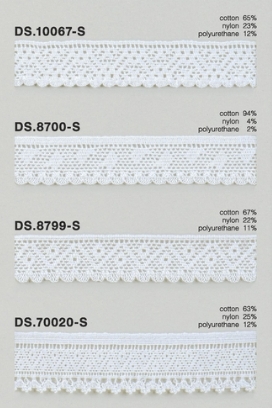 ゴム入りストレッチレース  綿トーションレース  1m単位　 オフホワイト 大定　日本製   DS.10067-S  DS.8700-S  DS.8799-S DS.70020-S///