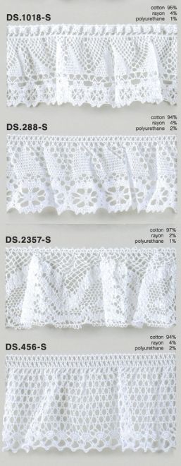 フリルレース   ゴム入りトーションレース  1m単位　オフホワイト 　大定　日本製 DS.1018-S DS.288-S  DS.2357-S  DS.456-S////