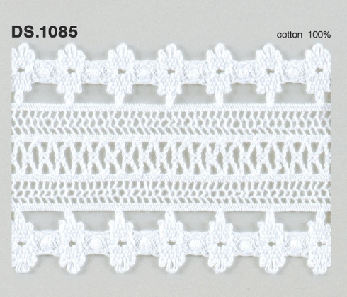 ハシゴレース 　綿トーションレース  1m単位　DS.1085　オフホワイト 70mm幅　大定　日本製