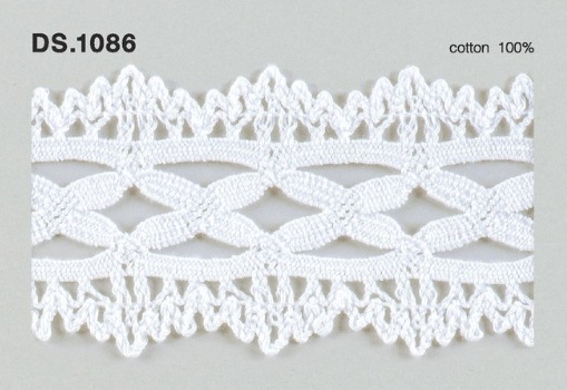 ハシゴレース 　綿トーションレース  1m単位　DS.1086　オフホワイト 55mm幅　大定　日本製