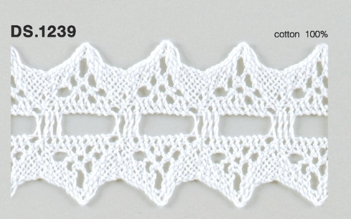 ハシゴレース 　綿トーションレース  1m単位　DS.1239　オフホワイト 52mm幅　大定　日本製
