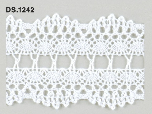 ハシゴレース 　綿トーションレース  1m単位　DS.1242　オフホワイト 68mm幅　大定　日本製