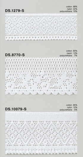 ゴム入りストレッチレース  綿トーションレース  1m単位　 オフホワイト 大定　日本製   DS.1279-S  DS.8770-S  DS.10079-S ///