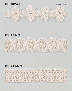 手編み風スラブレース  綿トーションレース  　1m単位　大定　日本製 DS.1324-C  DS.437-C DS.2194-C //