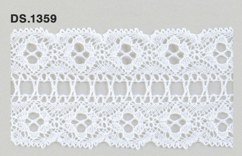 ハシゴレース 　綿トーションレース 幅広レース 1m単位　DS.1359　オフホワイト 53mm幅　大定　日本製
