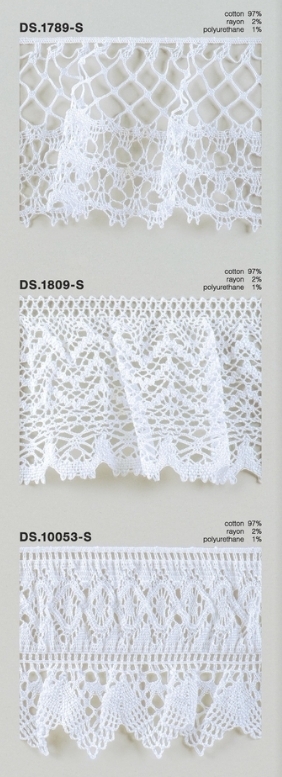 フリルレース   ゴム入りトーションレース  1m単位　オフホワイト 　大定　日本製 DS.1789-S DS.1809-S  DS.10053-S  ////