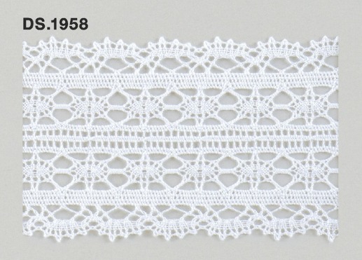 トーションレース  1m単位　レース材料　DS.1958　オフホワイト 62mm幅　大定　日本製