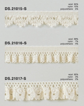 ウールストレッチレース  秋冬素材ゴム入りトーションレース 　1m単位　大定　日本製 DS.21015-S DS.21016-S DS.21017-S   //