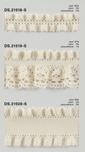 ウールストレッチレース  秋冬素材ゴム入りトーションレース 　1m単位　大定　日本製 DS.21018-S DS.21019-S DS.21020-S   //