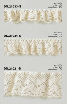 ウールストレッチレース  秋冬素材ゴム入りトーションレース 　1m単位　大定　日本製 DS.21033-S DS.21034-S DS.21021-S   //