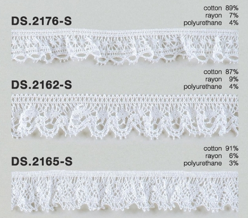 フリルレース   ゴム入りトーションレース  1m単位　オフホワイト 　大定　日本製 DS.2176-S DS.2162-S  DS.2165-S ////