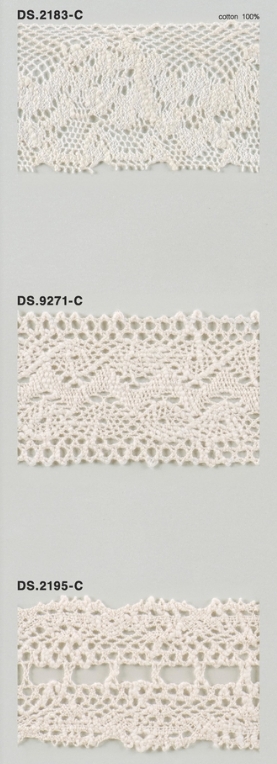 手編み風スラブレース  綿トーションレース 　1m単位　大定　日本製 DS.2183-C  DS.9271-C DS.2195-C  //