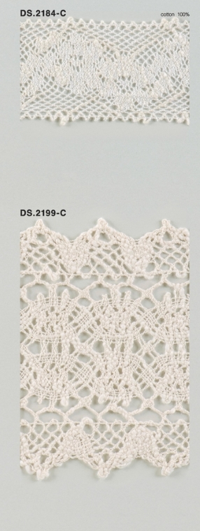 手編み風スラブレース  綿トーションレース　1m単位　大定　日本製 DS.2184-C  DS.2199-C DS.2195-C  //