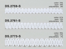 ゴム入りストレッチレース  綿トーションレース  1m単位　 オフホワイト　大定　日本製     DS.2759-S DS.2761-S  DS.2773-S ////
