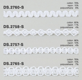 ゴム入りストレッチレース  綿トーションレース  1m単位　 オフホワイト　大定　日本製     DS.2760-S DS.2758-S  DS.2757-S DS.2765-S////