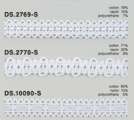 ゴム入りストレッチレース  綿トーションレース  1m単位　 オフホワイト　大定　日本製     DS.2769-S DS.2770-S  DS.10090-S ////